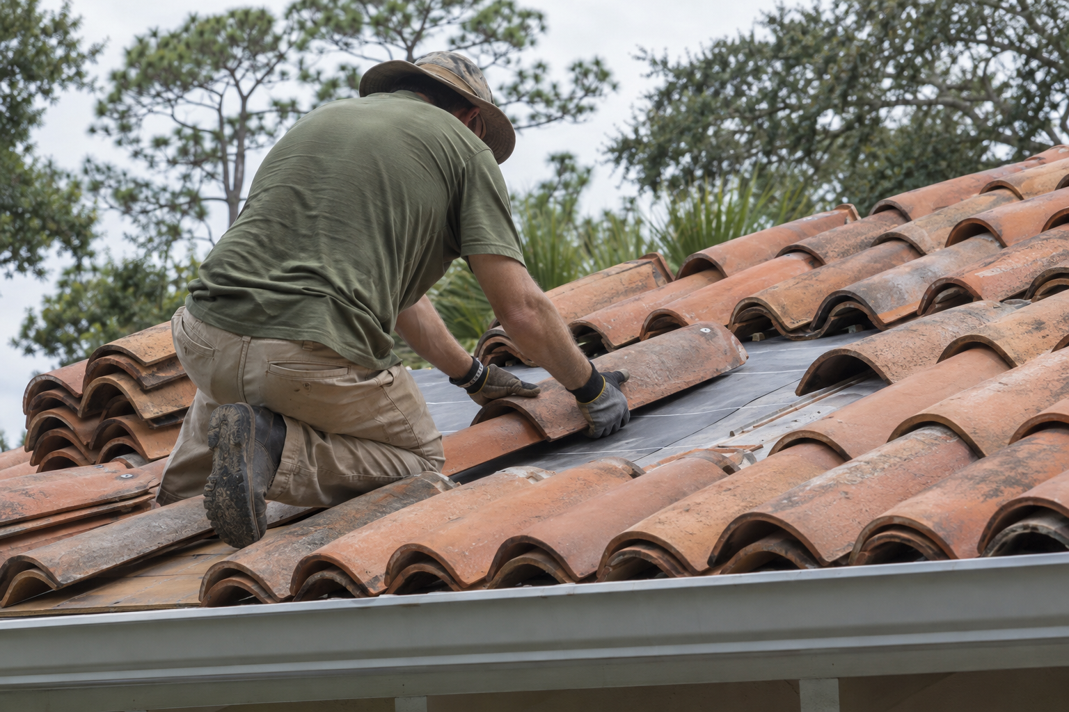 tile roofers on a Beaumont home